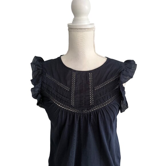 POINT SUR Navy Blue Ruffle Tank Top Size XXS - Picture 2 of 6